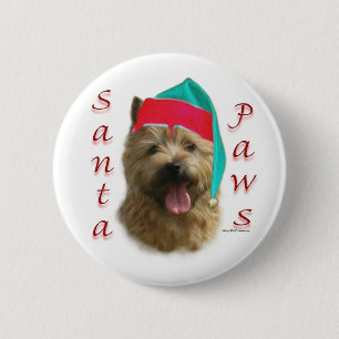 Norwich Terrier Santa Paws 6 Cm Round Badge