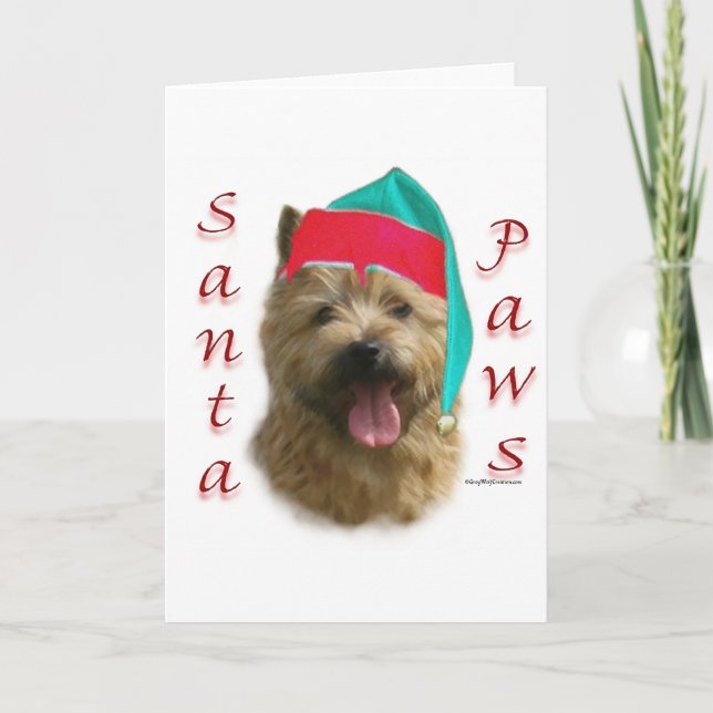 Norwich Terrier Santa Paws Holiday Card (Front)