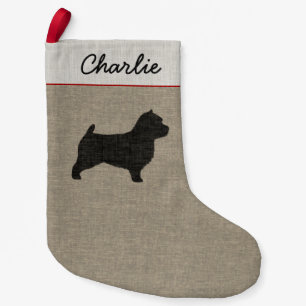 Norwich Terrier Silhouette Custom Dog Breed Xmas Small Christmas Stocking