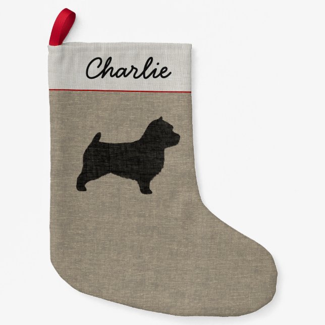 Norwich Terrier Silhouette Custom Dog Breed Xmas Small Christmas Stocking (Front)