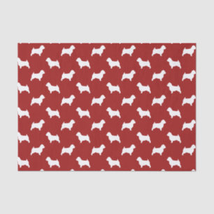 Norwich Terrier Silhouettes Pattern Red Tissue Paper
