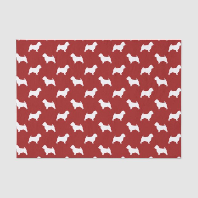 Norwich Terrier Silhouettes Pattern Red Tissue Paper (Front)