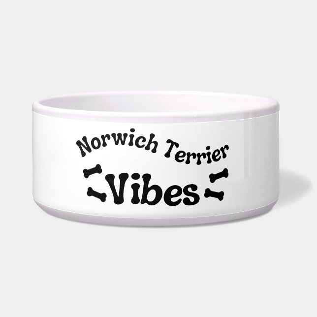 Norwich Terrier Vibes Ceramic Dog Bowl  (Left)