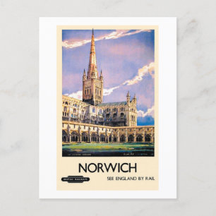 Norwich train advertising poster postcard