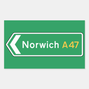 Norwich, UK Road Sign Rectangular Sticker