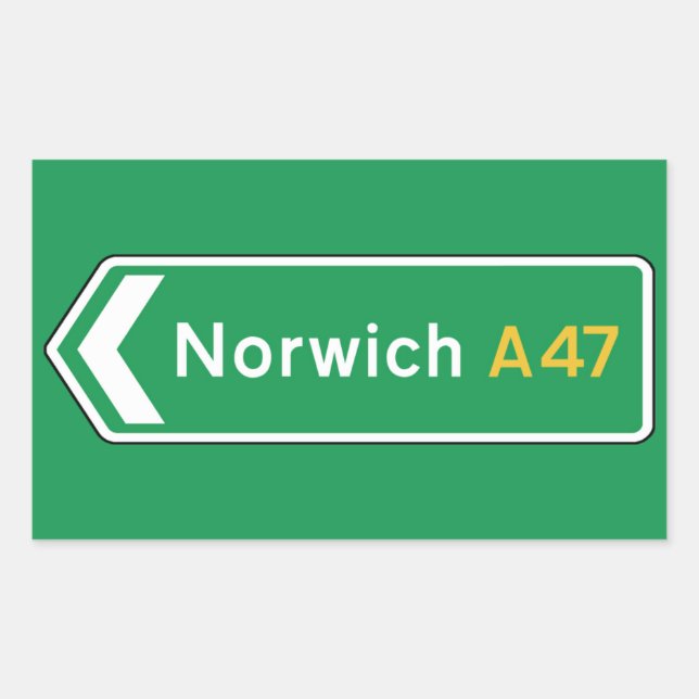 Norwich, UK Road Sign Rectangular Sticker (Front)