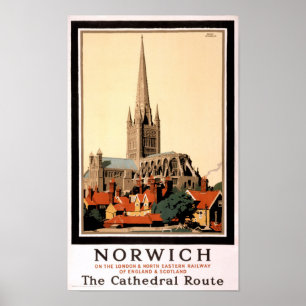 Norwich Vintage Travel Poster Restored