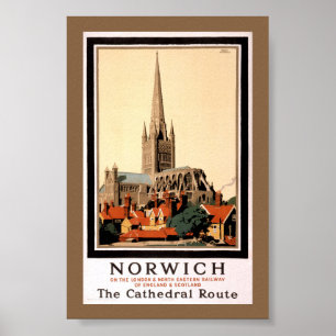 Norwich Vintage Travel Poster Restored