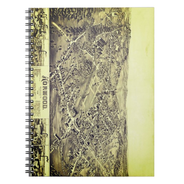 Norwood, MA Vintage Map 1882 Notebook (Front)