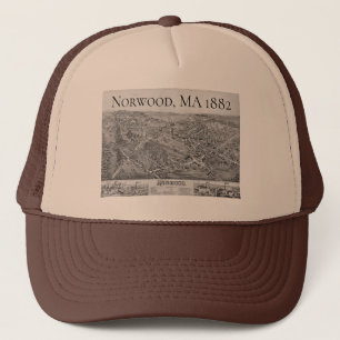 Norwood, MA Vintage Map 1882 Trucker Hat