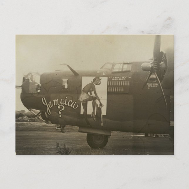 Nose art on a B24 Liberator Postcard (Front)