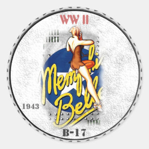 Nose Art - WW II- B-17 Bomber Classic Round Sticker