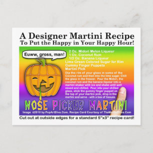 Nose Picker Halloween Martini Recipe Postcard