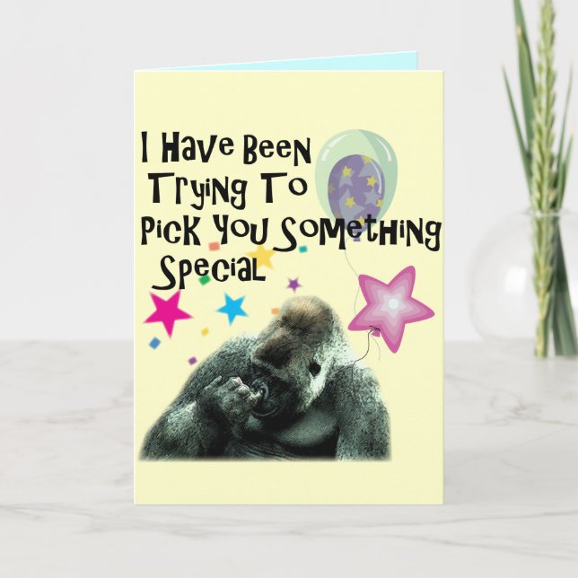 nose picking funny gorilla birthday card (Front)