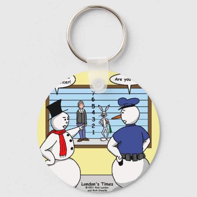 Noseless Snowman Bunny Suspect Gifts & Tees Key Ring (Front)