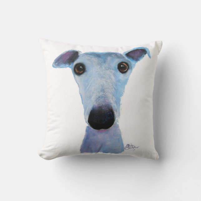 Nosey Dog ' Bluebell ' Soft Throw Pillow Cushion (Front)