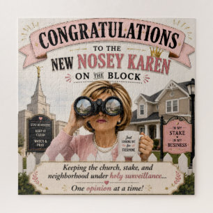Nosey Karen at Church Funny Church Lady Gossip Hum Jigsaw Puzzle