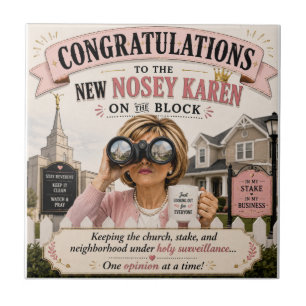 Nosey Karen at Church Funny Church Lady Gossip Hum Tile