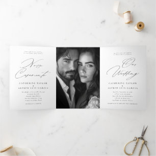Nosso Casamento English Portuguese Wedding Tri-Fold Invitation