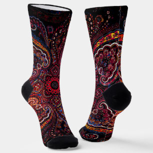 Nostalgia Paisley Motif Crew Socks