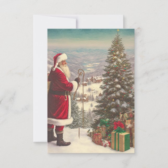 Nostalgia Santa Claus Xmas Invitation Card (Front)