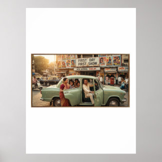 Nostalgic 1970s India: Ambassador Car Poster