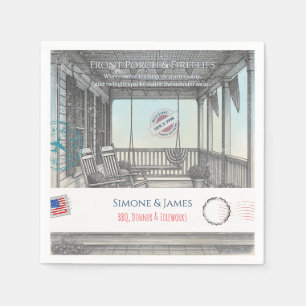 Nostalgic Americana Porch July 4th Decor Napkin