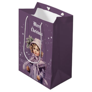 Nostalgic and purple perfect girl Merry Christmas  Medium Gift Bag