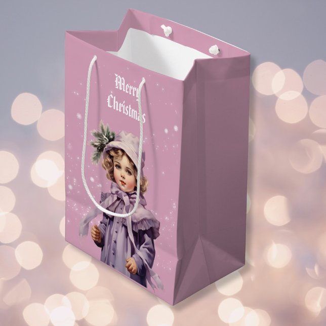 Nostalgic and purple perfect girl Merry Christmas  Medium Gift Bag (Creator Uploaded)