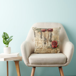 Nostalgic Antique Floral Love Letter Cushion