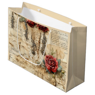 Nostalgic Antique Floral Love Letter Large Gift Bag