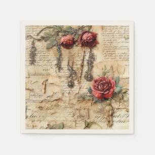 Nostalgic Antique Floral Love Letter Napkin