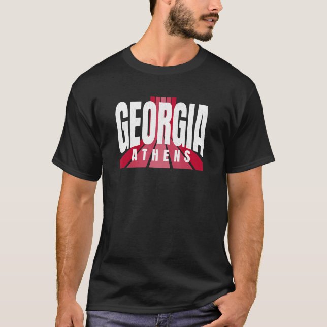 Nostalgic Athens GA Red & Black Athens GA Striped  T-Shirt (Front)