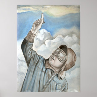 Nostalgic aviator oil painting poster