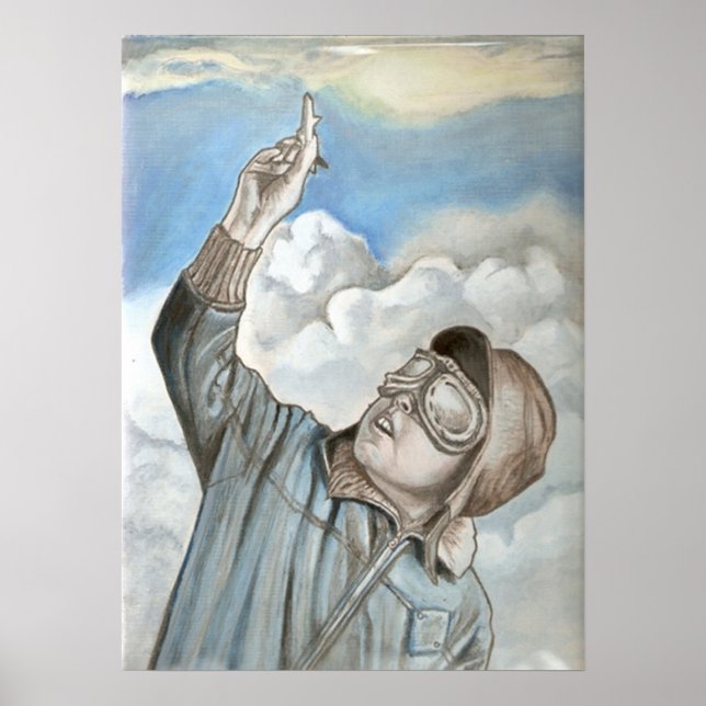 Nostalgic aviator oil painting poster (Front)