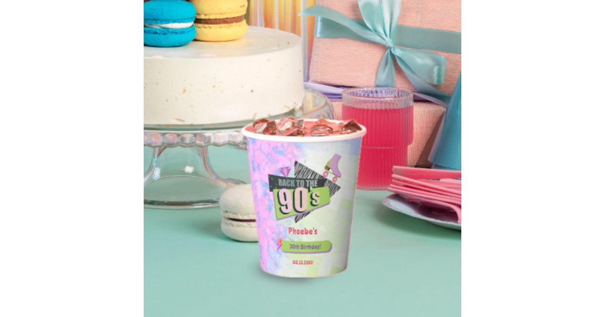 Nostalgic Back to the 90s Retro Birthday Party Paper Cups | Zazzle