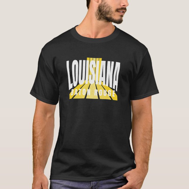 Nostalgic Baton Rouge Cool Purple & Yellow Louisia T-Shirt (Front)