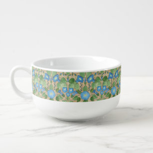 Nostalgic Blue Morning Glory Ceramic Soup Mug
