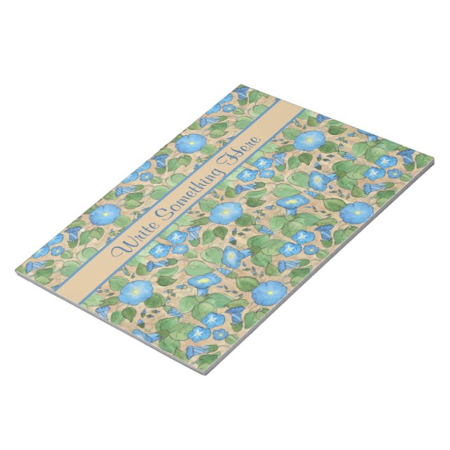 Nostalgic Blue Morning Glory Notepad or Jotter (Angled)