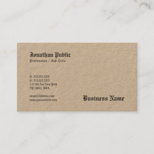 Nostalgic Brown Real Kraft Paper Elegant Template Business Card
