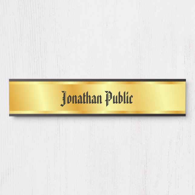 Nostalgic Calligraphed Script Elegant Faux Gold Door Sign (Front)