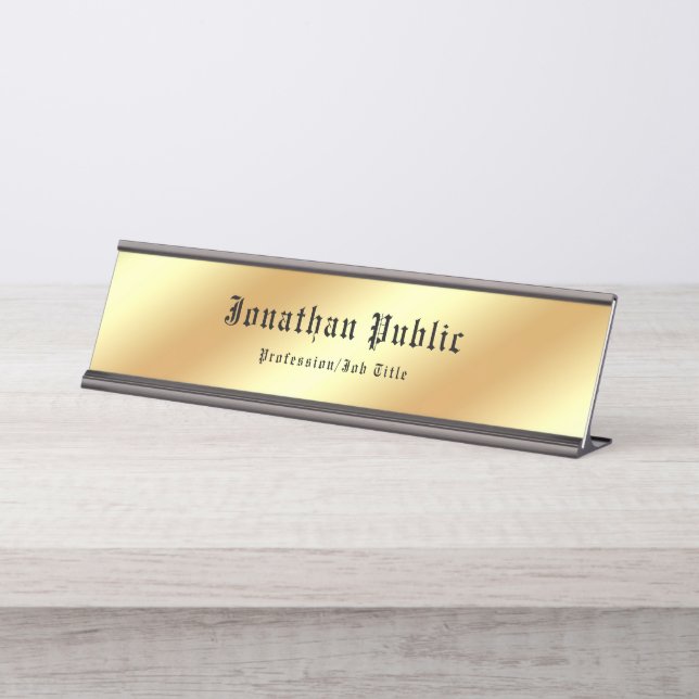 Nostalgic Calligraphy Gold Template Classic Text Desk Name Plate (Front)