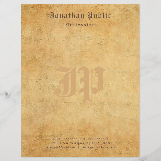 Nostalgic Calligraphy Monogram Elegant Vintage Custom Letterhead (Front)