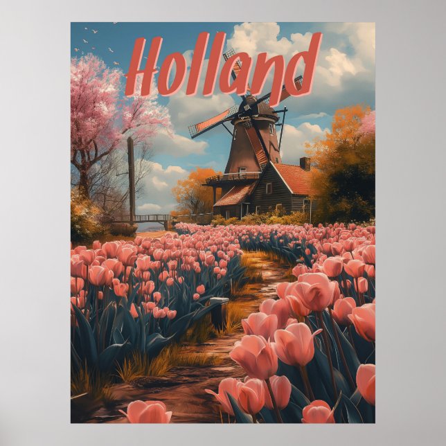 Nostalgic Charm: Vintage Holland Poster (Front)