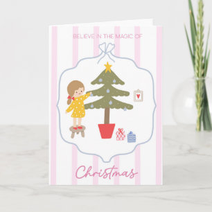 Nostalgic Christmas Decorating Tree Vintage Card