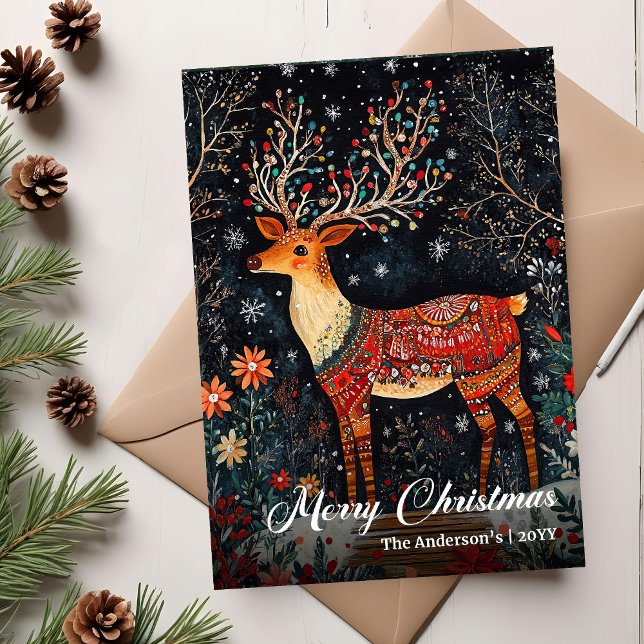 Nostalgic Christmas deer card printable warm wish (Nostalgic Christmas deer card printable warm wish)