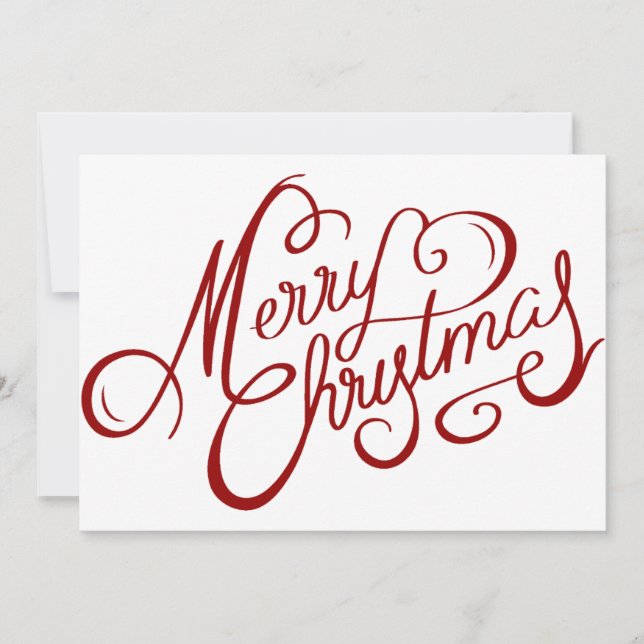 Nostalgic Christmas Red Script Custom text Holiday Card (Front)