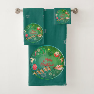 Nostalgic Christmas Santa Bath Towel Set
