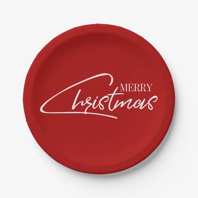 Nostalgic Christmas Script Holiday Paper Plate (Front)