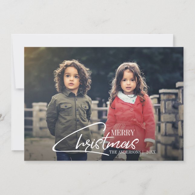 Nostalgic Christmas Script Holiday Photo Card (Front)